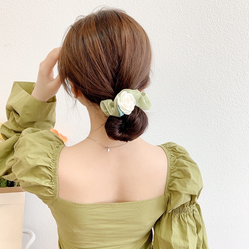 Chun Cột tóc vài hoa phong cách Hàn thanh lịch