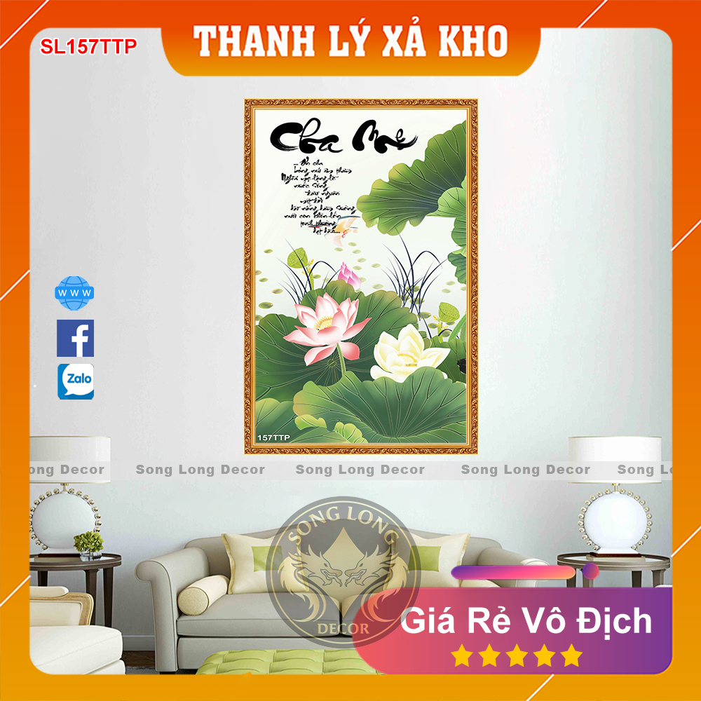 Tranh Dán Tường Chữ Cha Mẹ- SL157TTP- Tranh 3d Thư Pháp - Song Long Decor