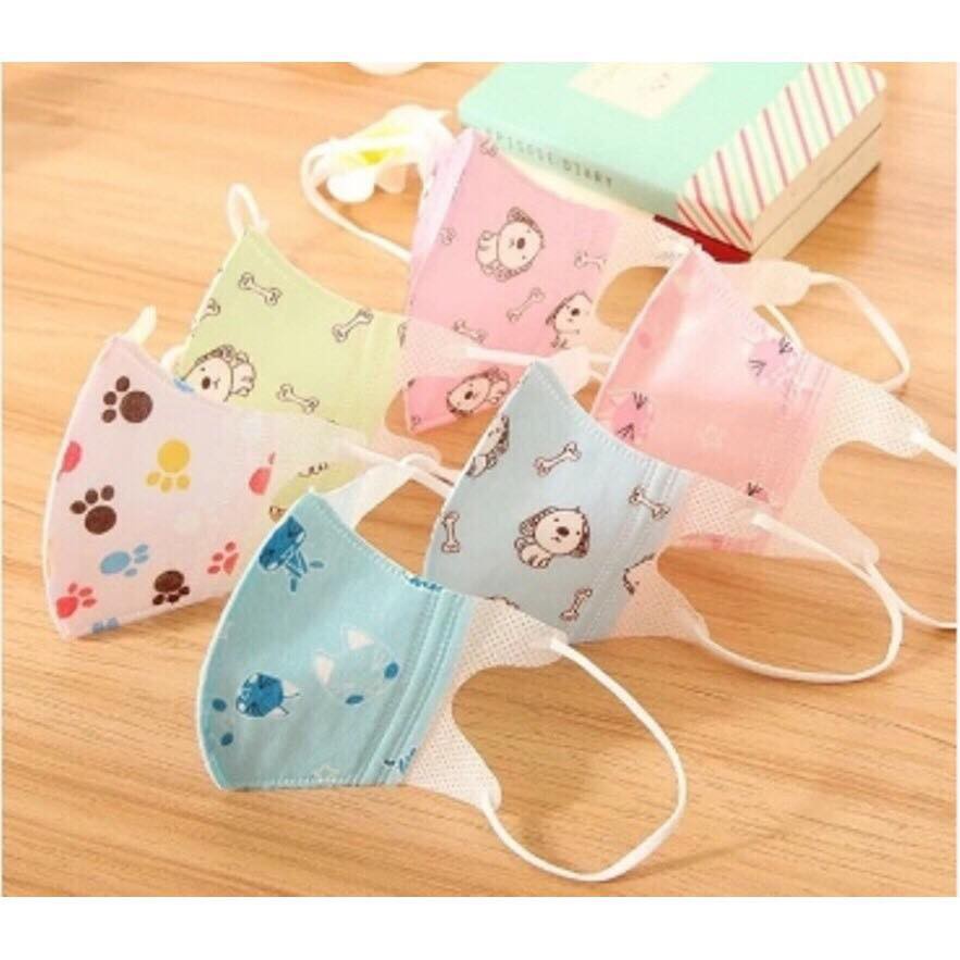 Set 5 khẩu trang chống bụi 3d kháng khuẩn in nhiều hình cho bé