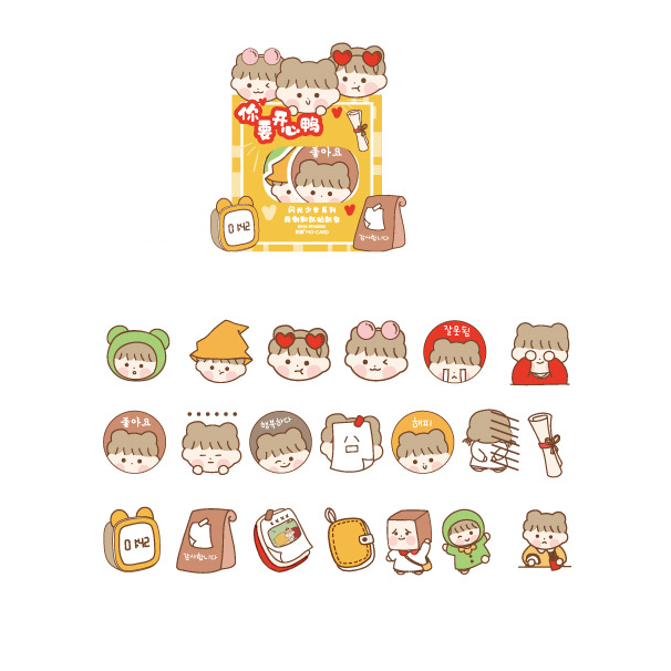 Set 40 miếng Cute Girl Character Mo Card sticker
