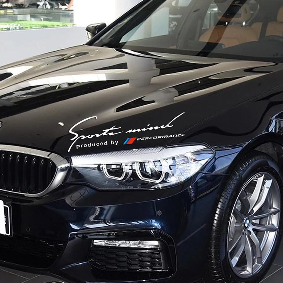 Tem sport mind dán capo xe ô tô Performance 02 (trắng)