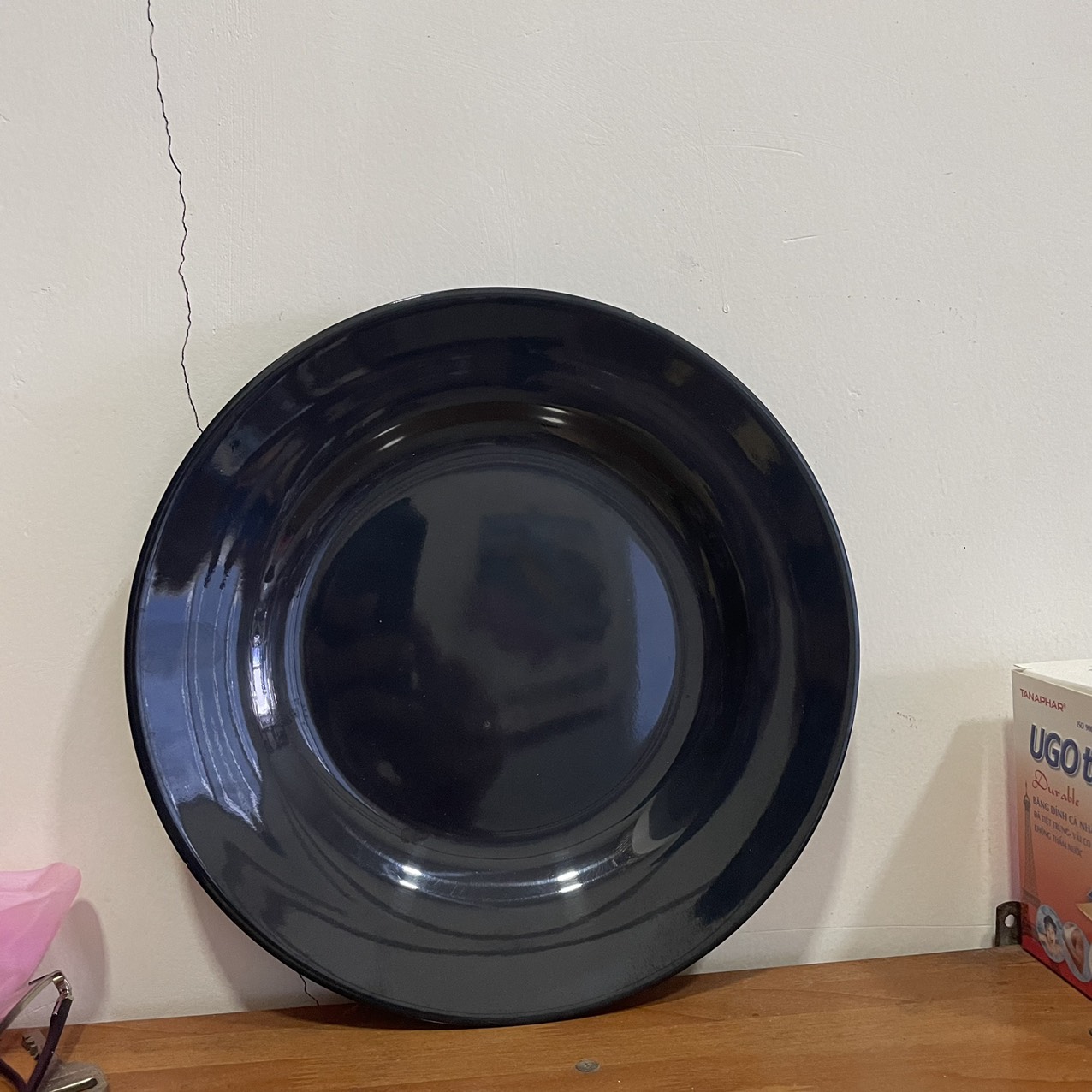 Dĩa Nhựa Melamine Cạn Màu Đen
