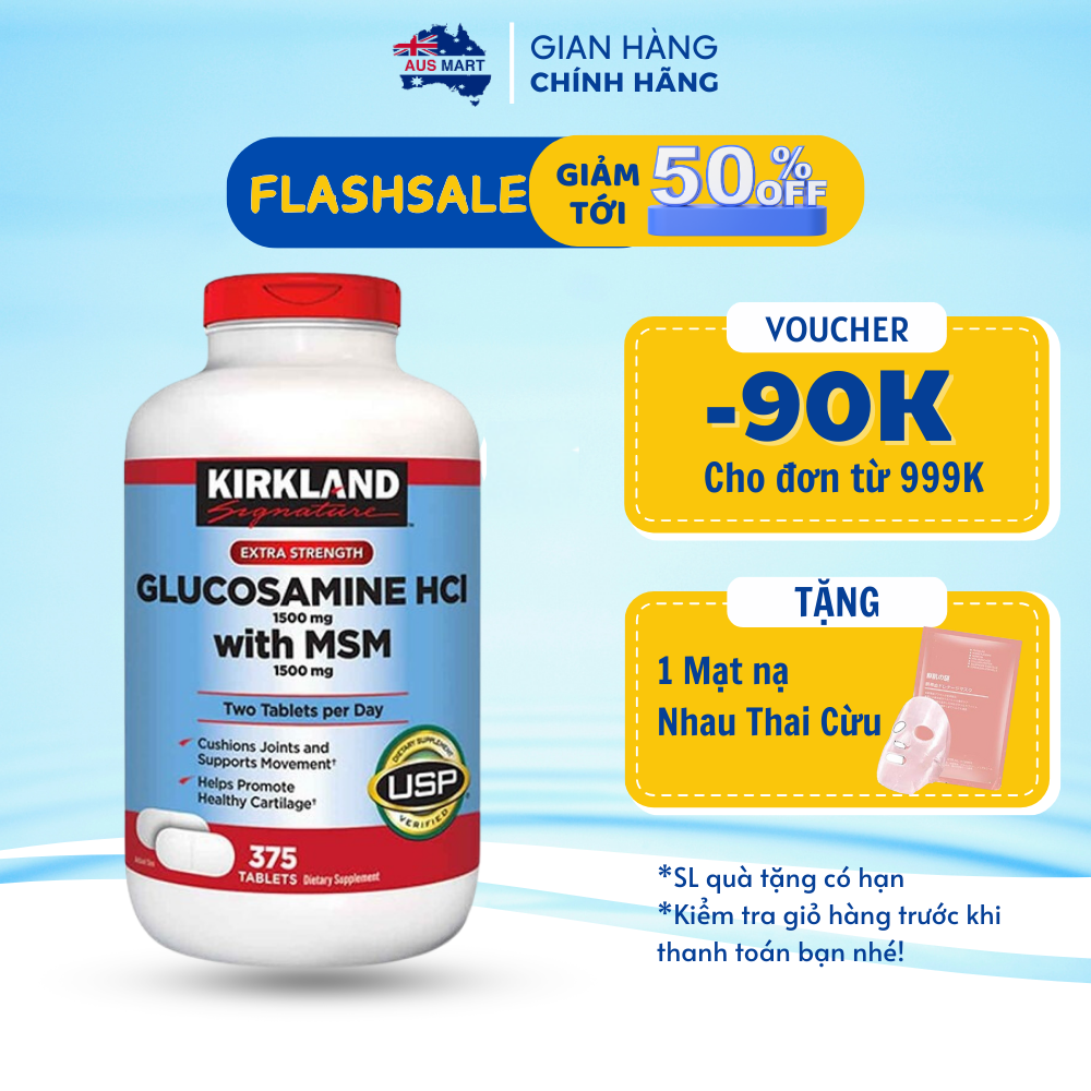 Viên uống bổ xương kirkland glucosamine hcl 1500mg with msm 1500mg 375 viên