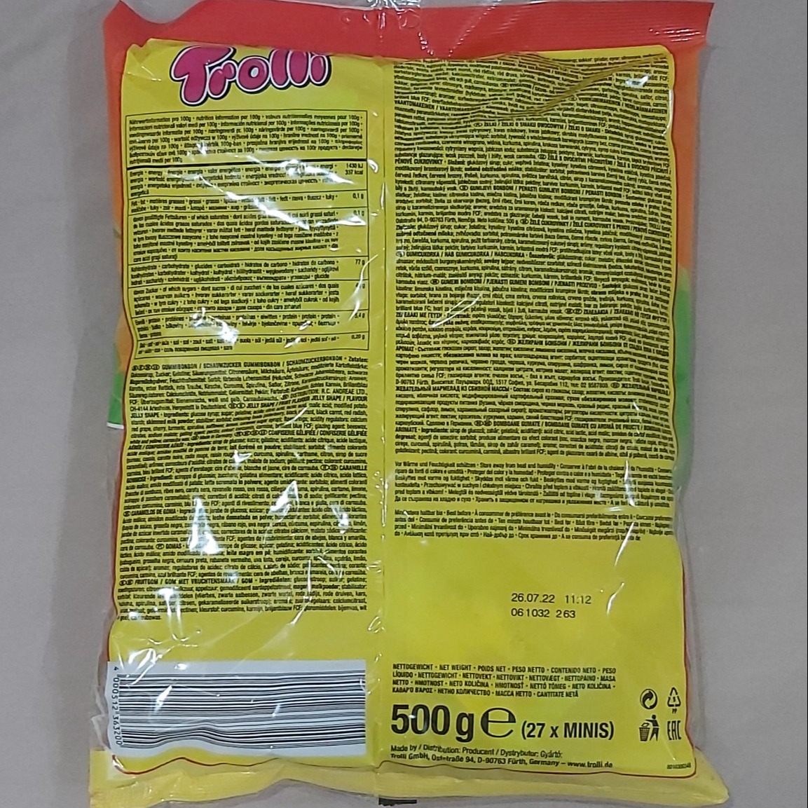 1 bịch Kẹo dẻo Trolli Multi Mix 500gr Đức
