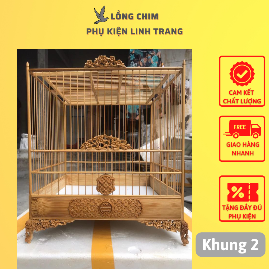 Khung lồng chào mào tự ráp mẫu vuông tre khung 2 - lồng chim thế an an
