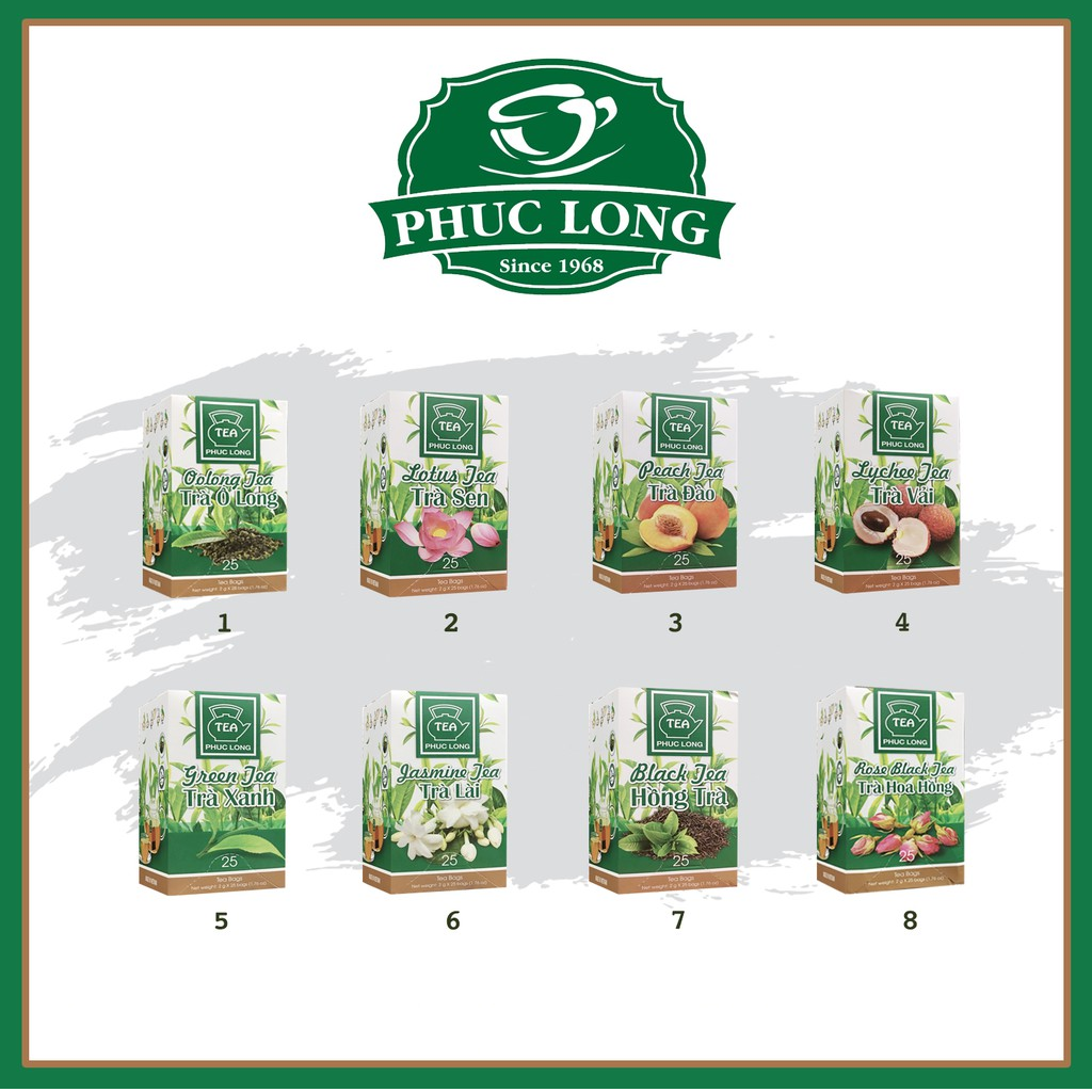 Trà Phúc Long túi lọc đủ loại 50g