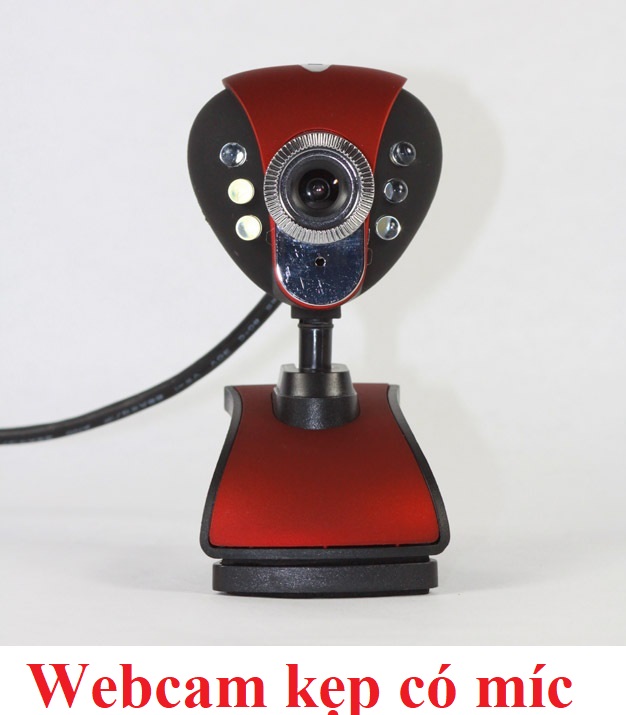 Webcam kẹp màn hình Máy tính có Mic - Màu đỏ đen