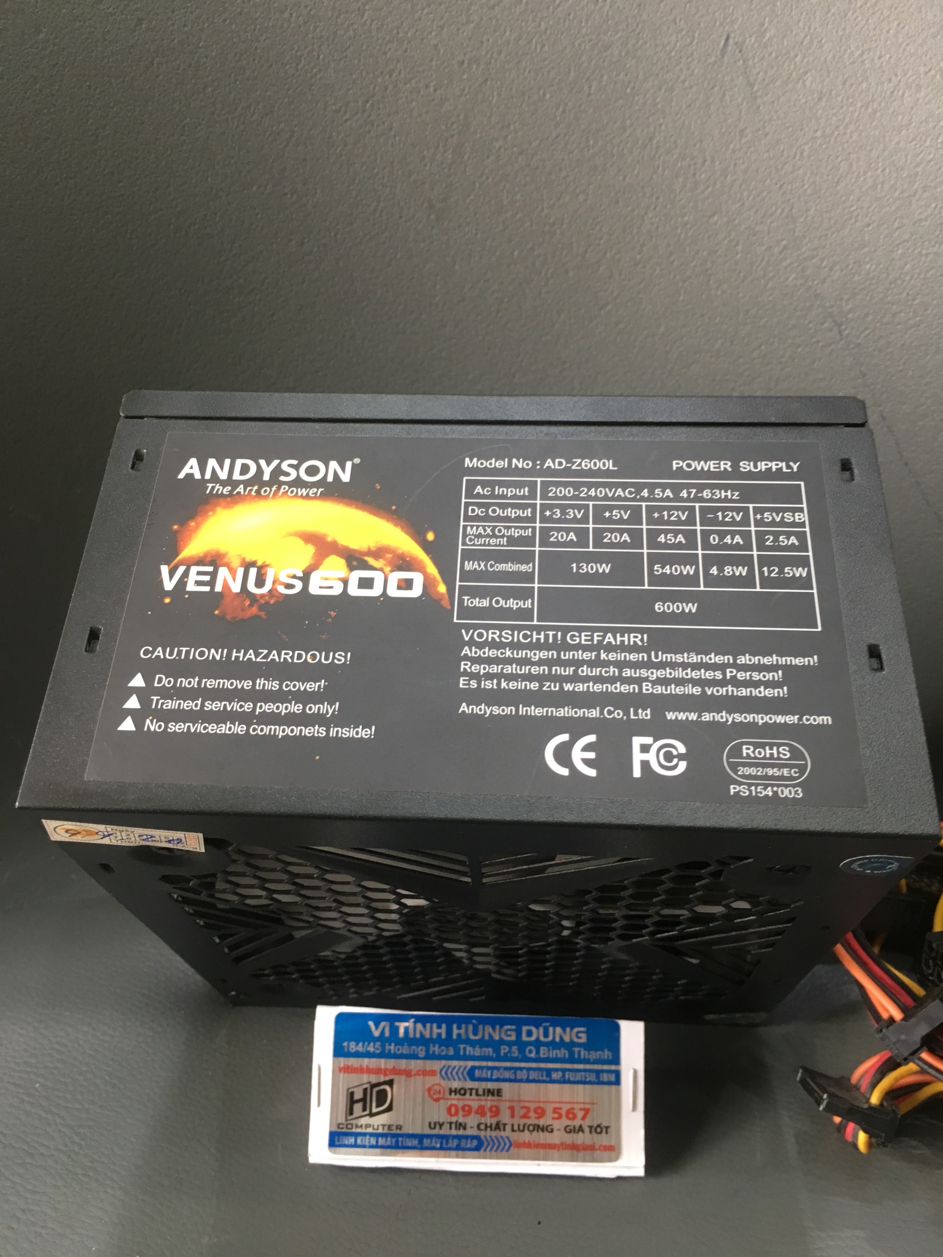 Nguồn 600w Andyson Venus 80 Plus - Active PFC Single Rail True Power CBH