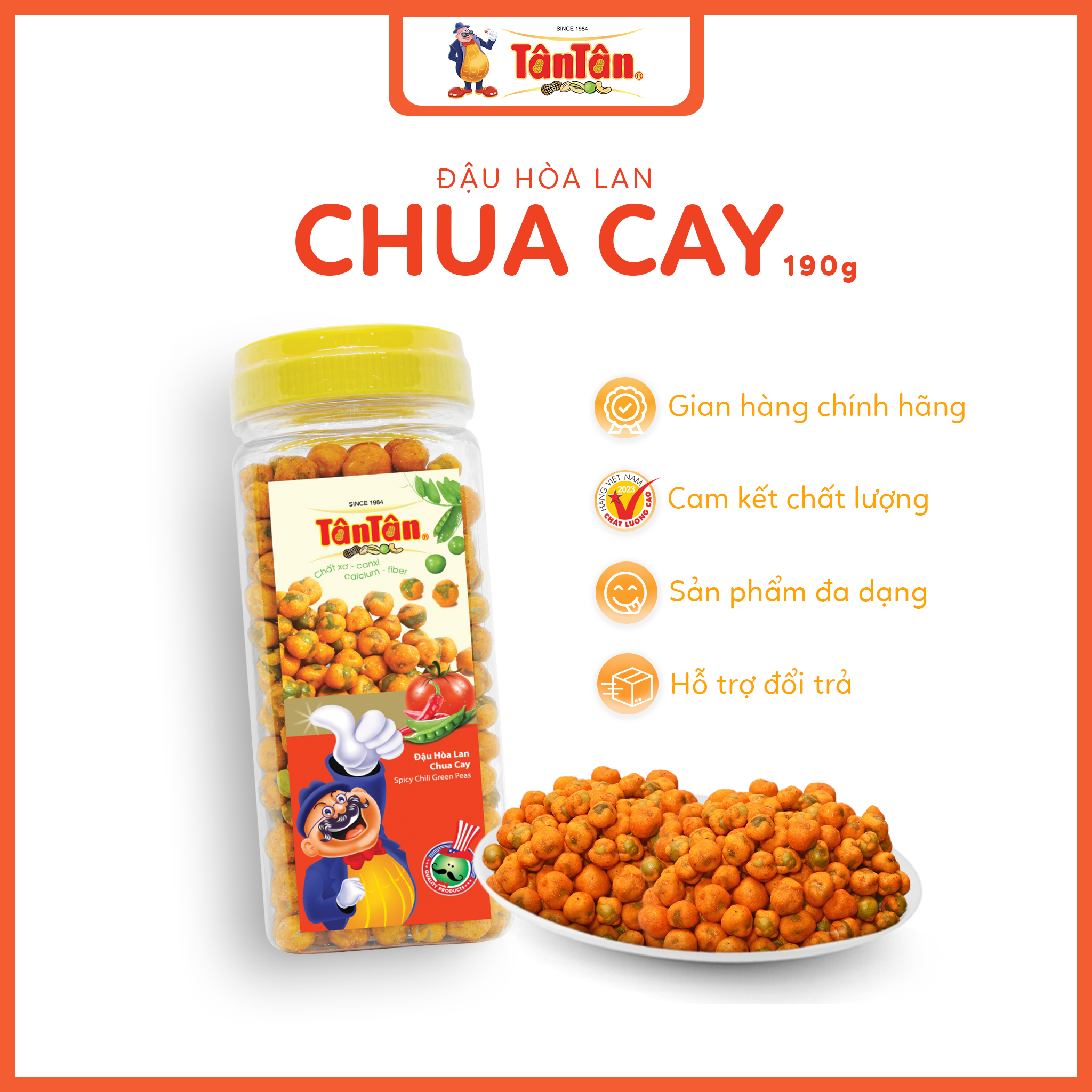 Đậu Hòa Lan Chua cay Tân Tân hũ 190g