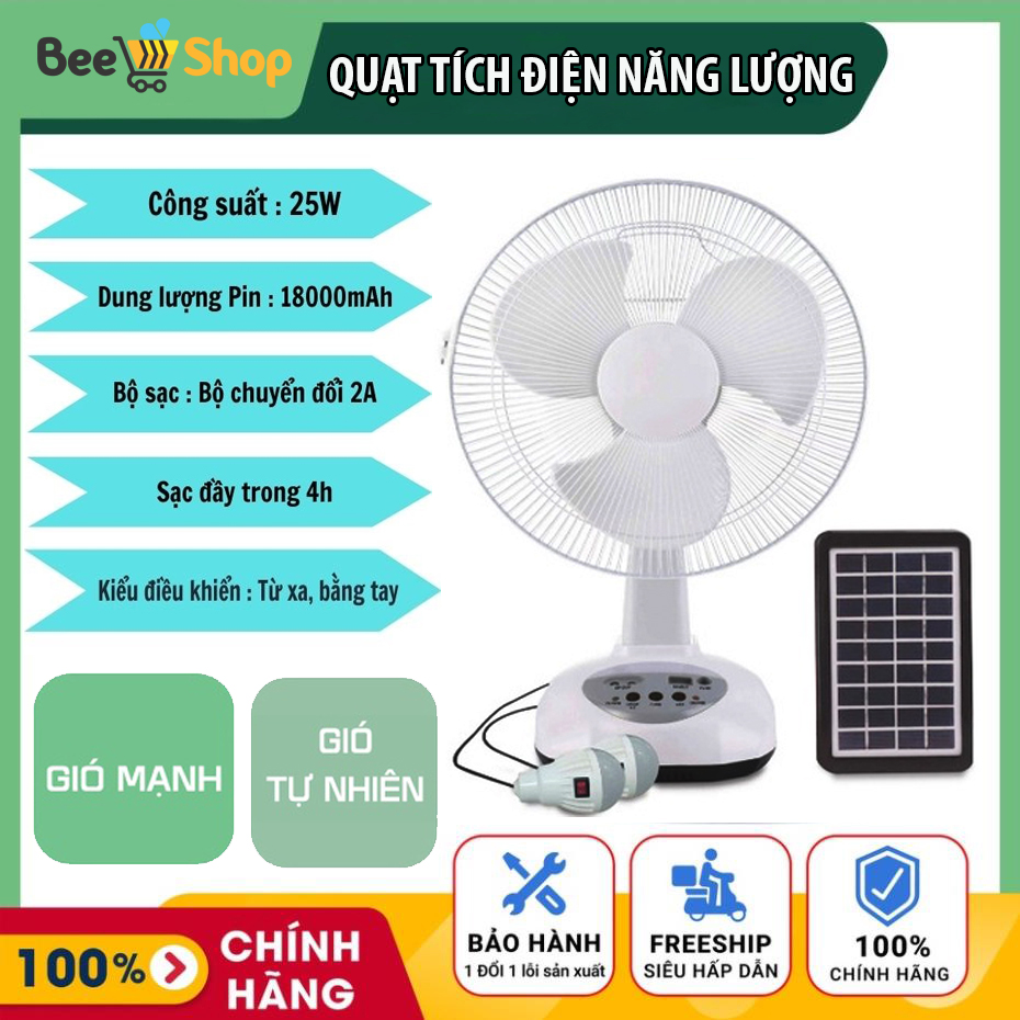 Quạt tích điện, quạt tích điện năng lượng mặt trời, loại quạt tích điện siêu mát, có điều khiển từ xa, quạt gió năng lượng, quạt tích điện lên tới 12 tiếng, cổng sạc điện thoại tiện lợi - tiết kiệm điện