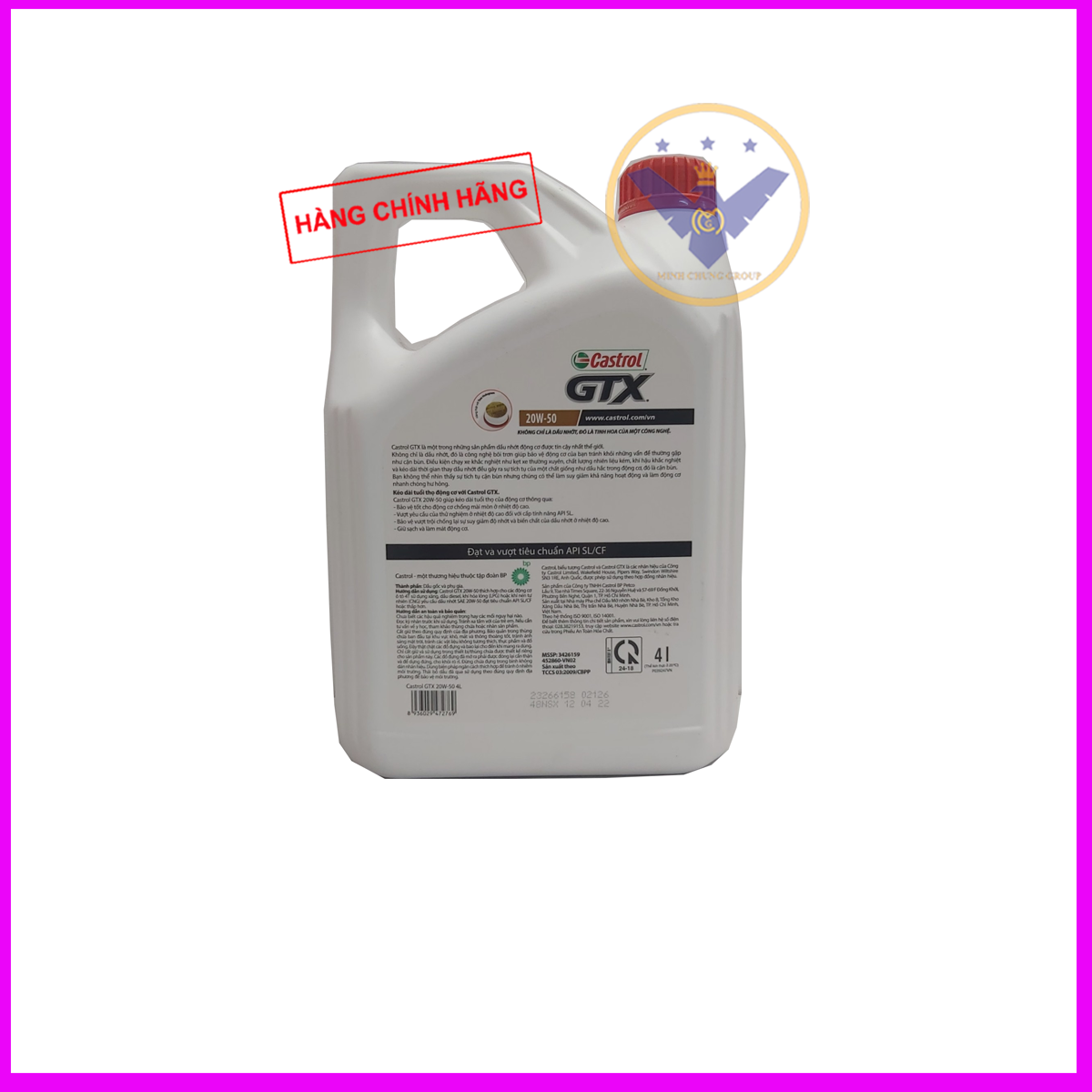 Dầu nhớt xe ô tô cao cấp Castrol GTX 20W-50 can 4L