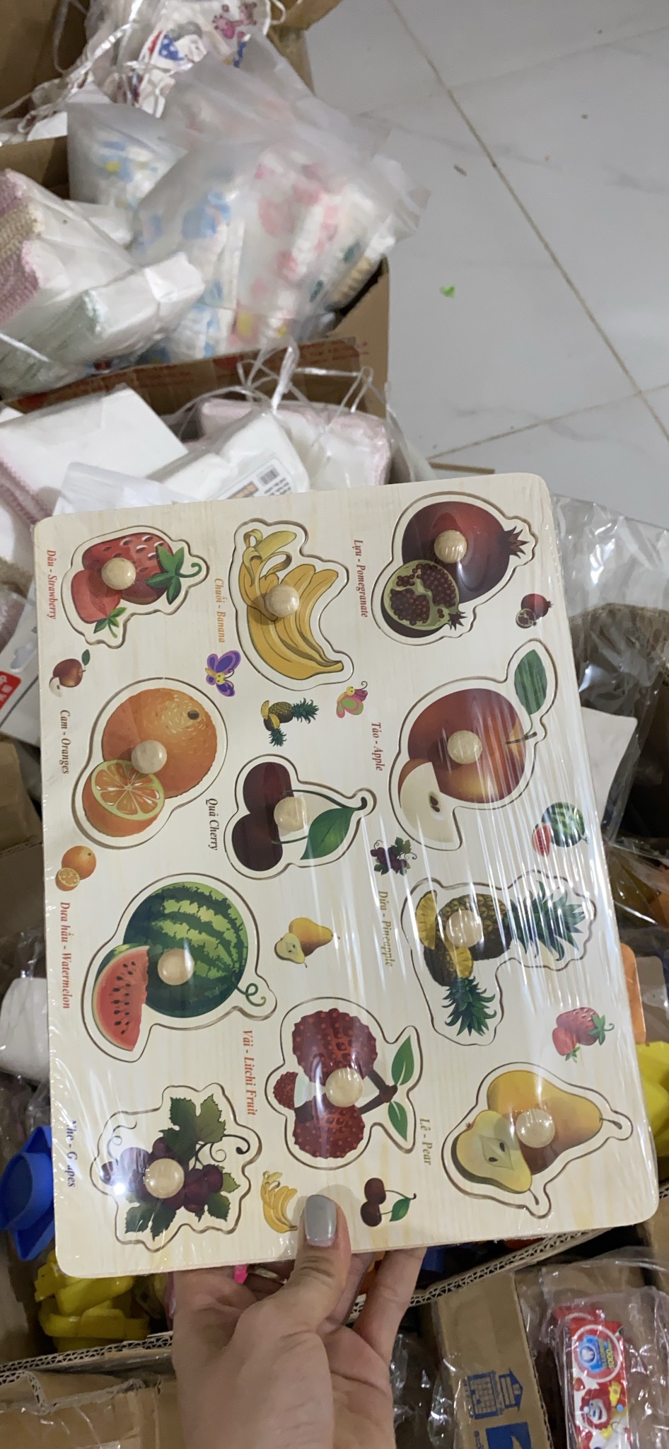 Bộ Lắp Ráp Hình Gỗ Có Núm Dễ Cầm Cho Bé