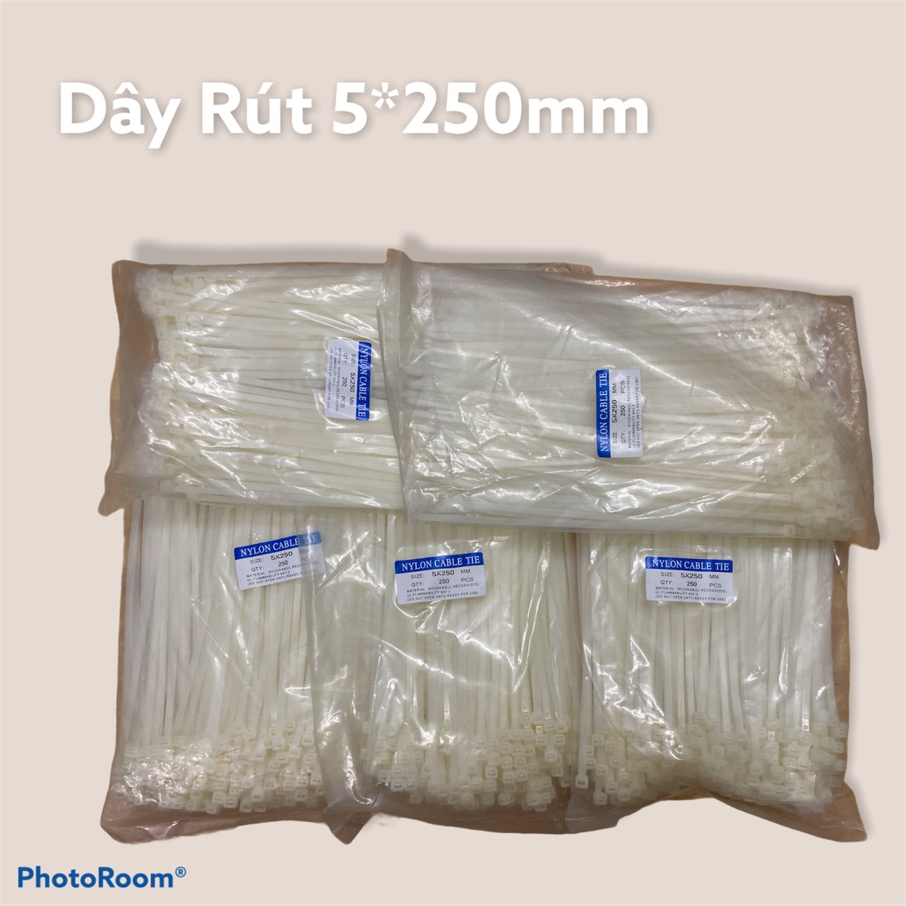 Dây rút nhựa 5*250mm ( ĐÓNG GÓI 1 BỊCH GỒM 250 SỢI DÂY RÚT )