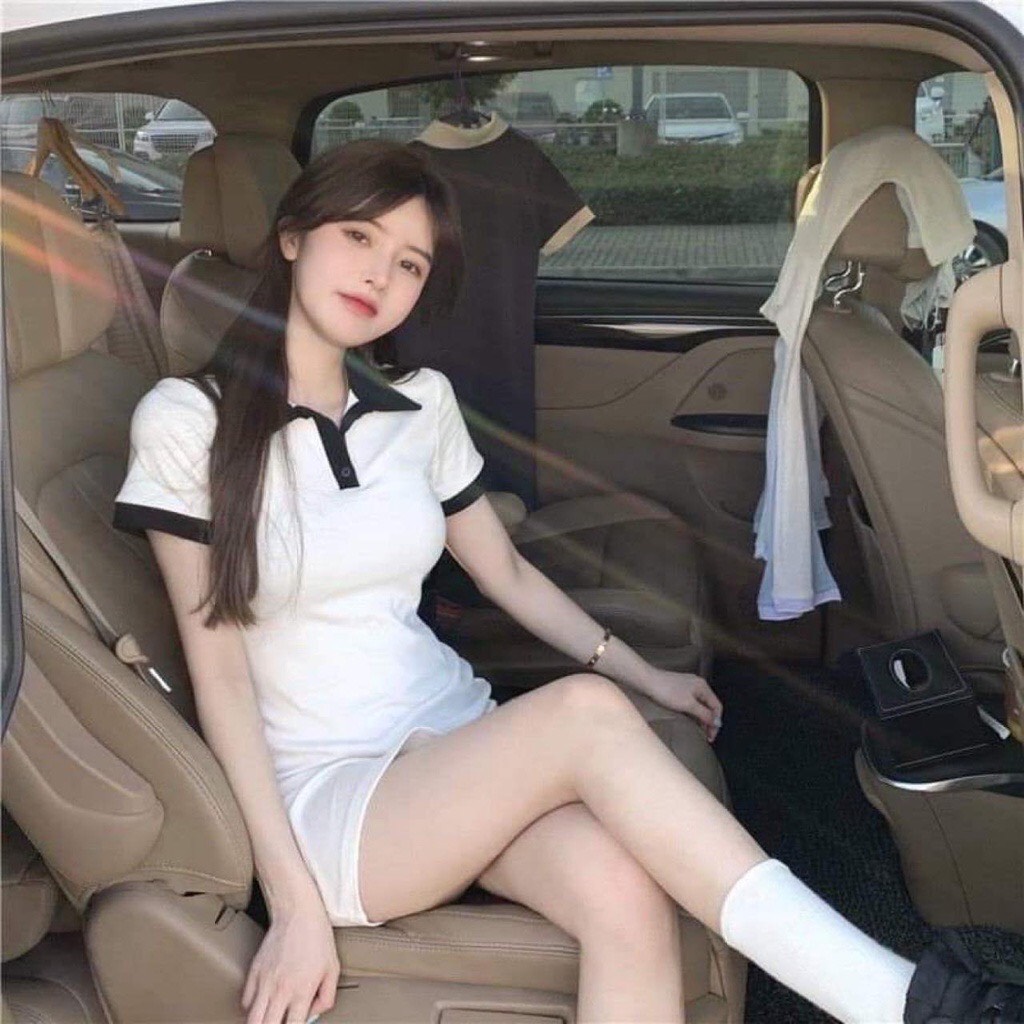 VÁY BOZIP CỔ PHỐI TRẮNG TÔN DÁNG SIÊU XINH