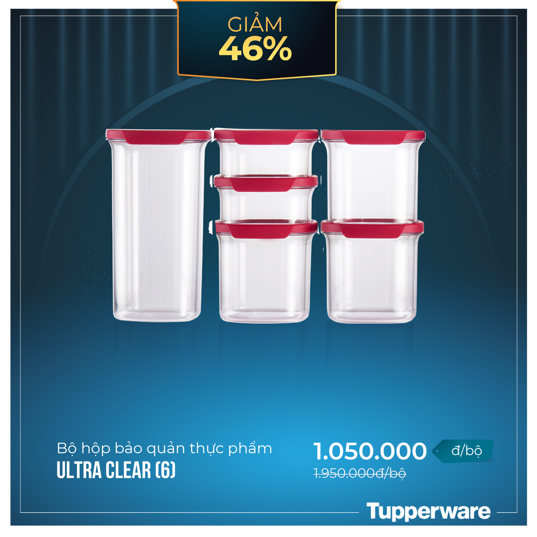 Bộ hộp bảo quản thực phẩm Tupperware Ultra Clear (6 hộp)