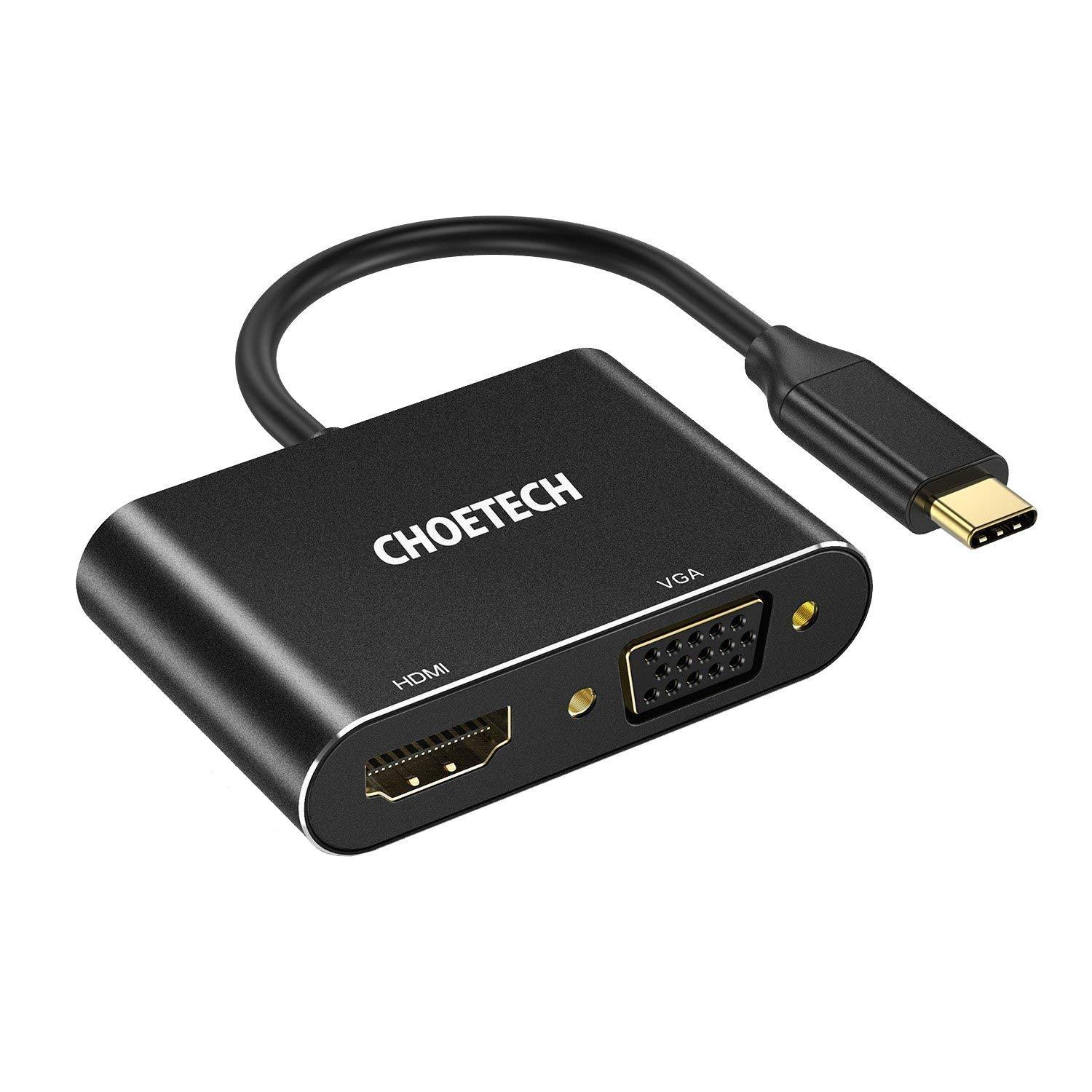 Bộ chuyển đổi USB từ C sang VGA HDMI CHOETECH HUB-M07BK (Bảo hành trọn đời)