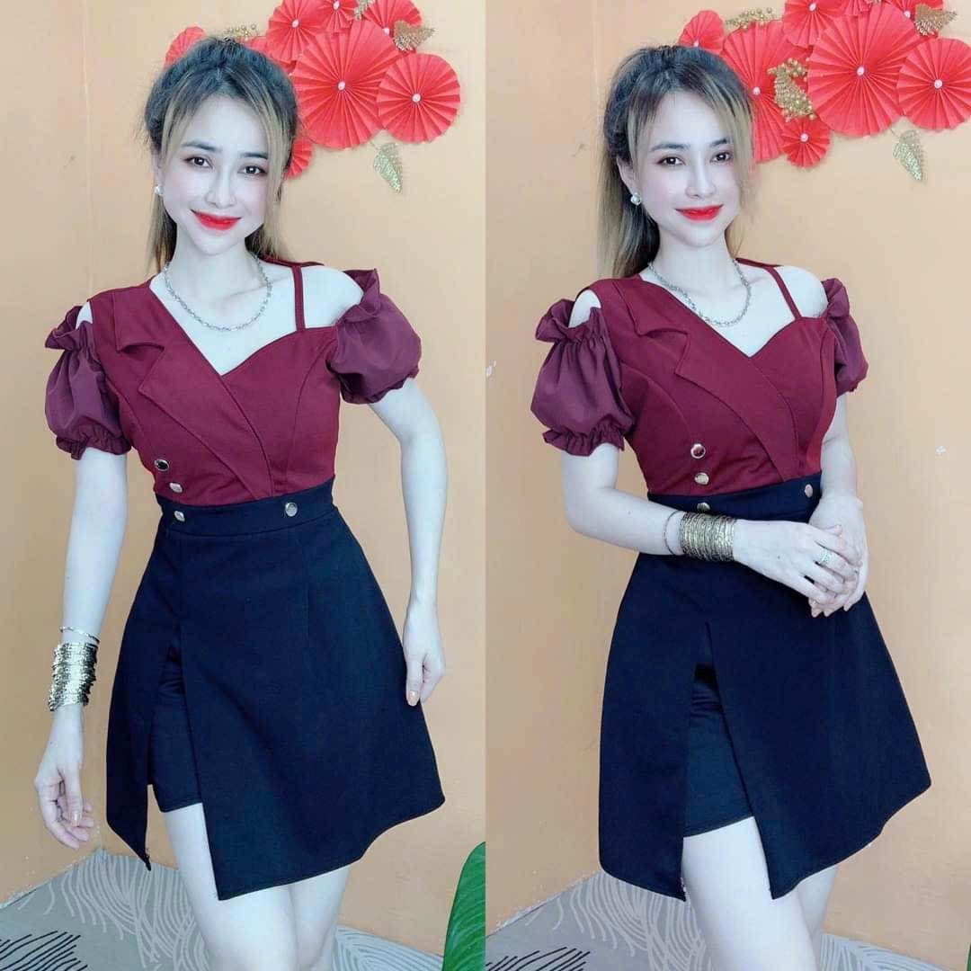 SÉT ĐẦM KÈM QUẦN THUN CÁT HÀN XINH XẮN