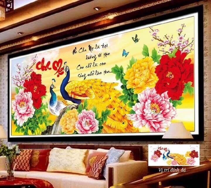 Tranh đá ABC Cha Mẹ DF310 - KT 110x50cm(Tự đính)