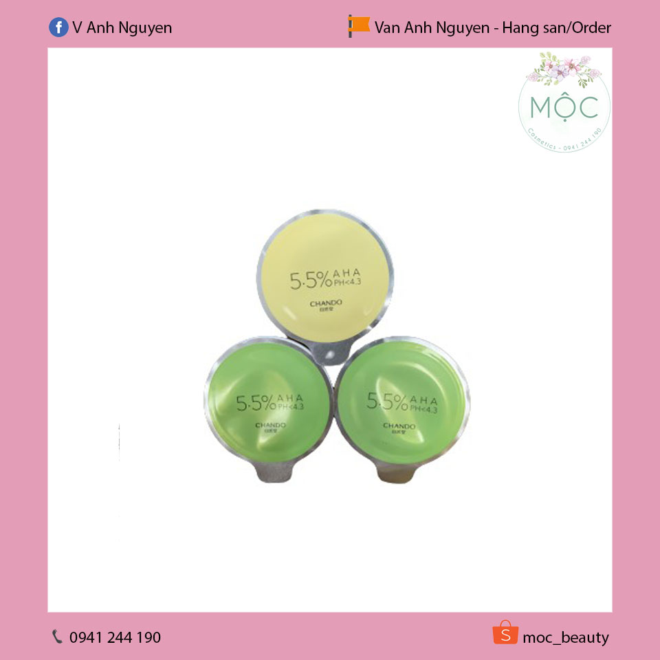 Set 3 hũ mặt nạ Chando axit trái cây aha 5.5%
