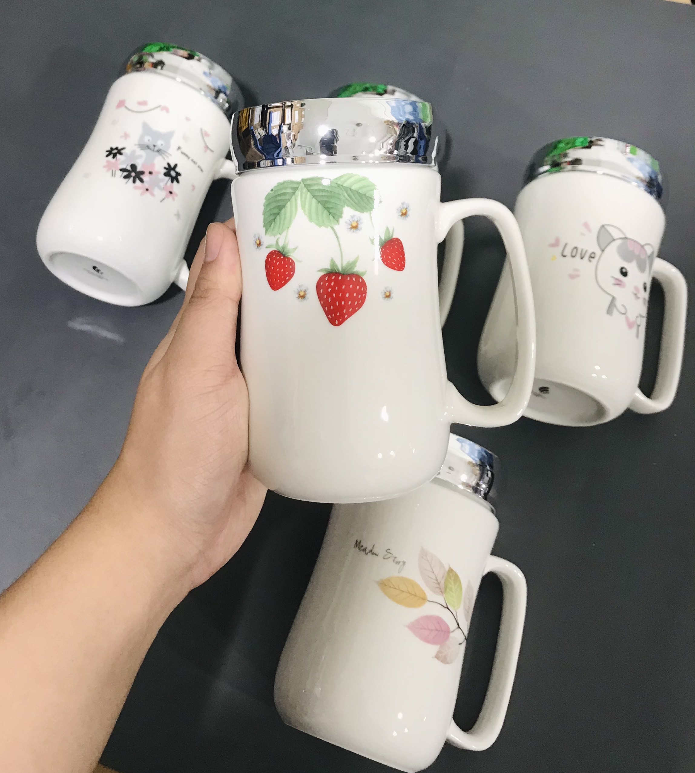 Ca Sứ Giữ Nhiệt Nắp Kiếng Dung Tích 300ml  [ CHỌN KIỂU IB]