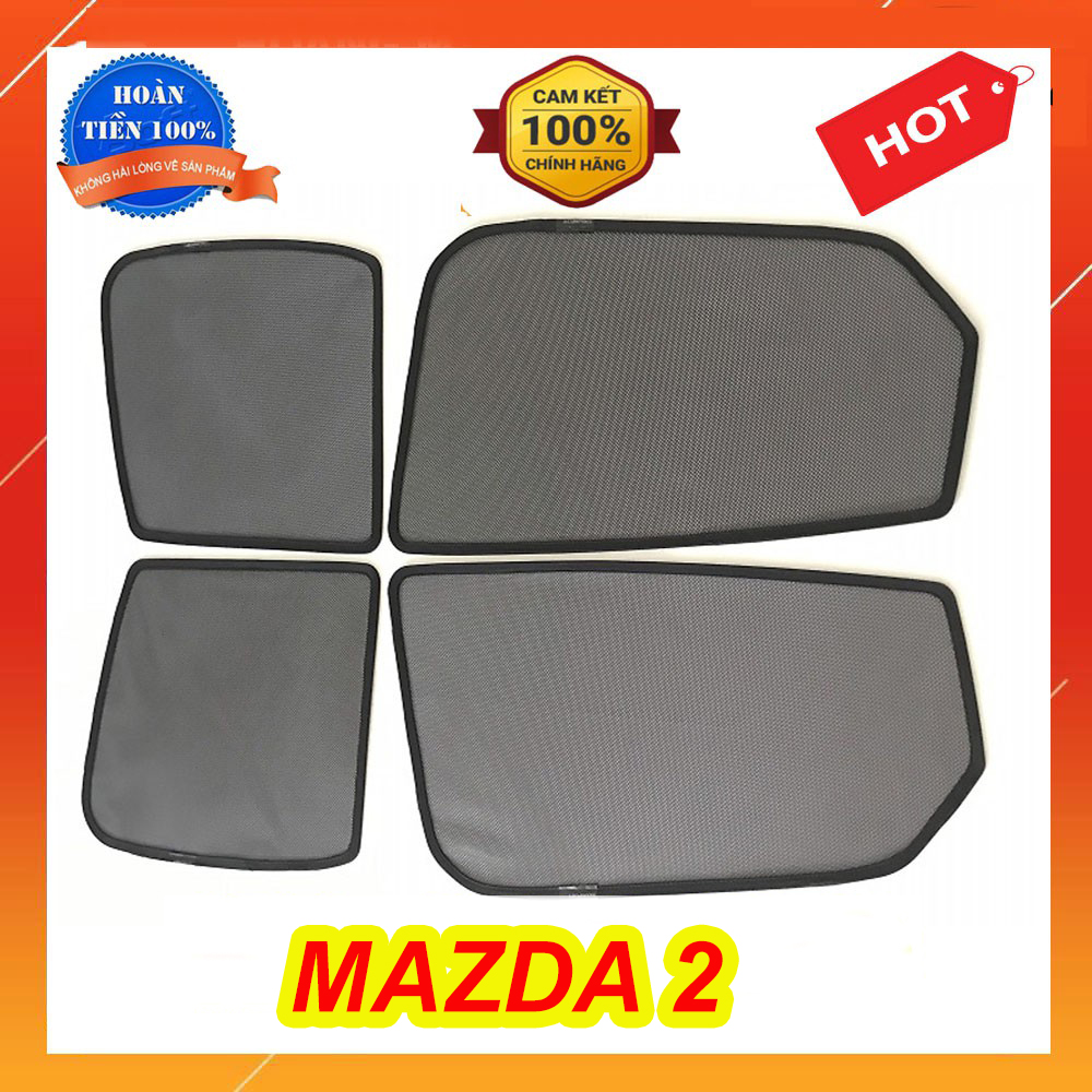 Rèm Che Nắng Nam Châm Xe Mazda 2 Sedan đời 2015 đến 2020- Bộ 4 Tấm, Khung Rèm Tích Hợp Sẵn Nam Châm, Vừa Zin Cho Xe, Tháo Lắp Đơn Giản Che Nắng Hiệu Quả