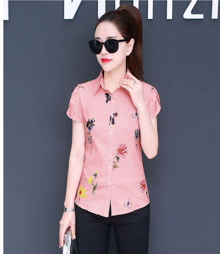 Sơ mi nữ cổ bẻ ngắn tay hoạ tiết sm97