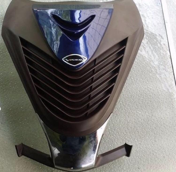 Mặt nạ cho xe Vision kiểu SH cao cấp 2014-2019 VIỀN NÂU - XANH DƯƠNG Siêu Thị Việt