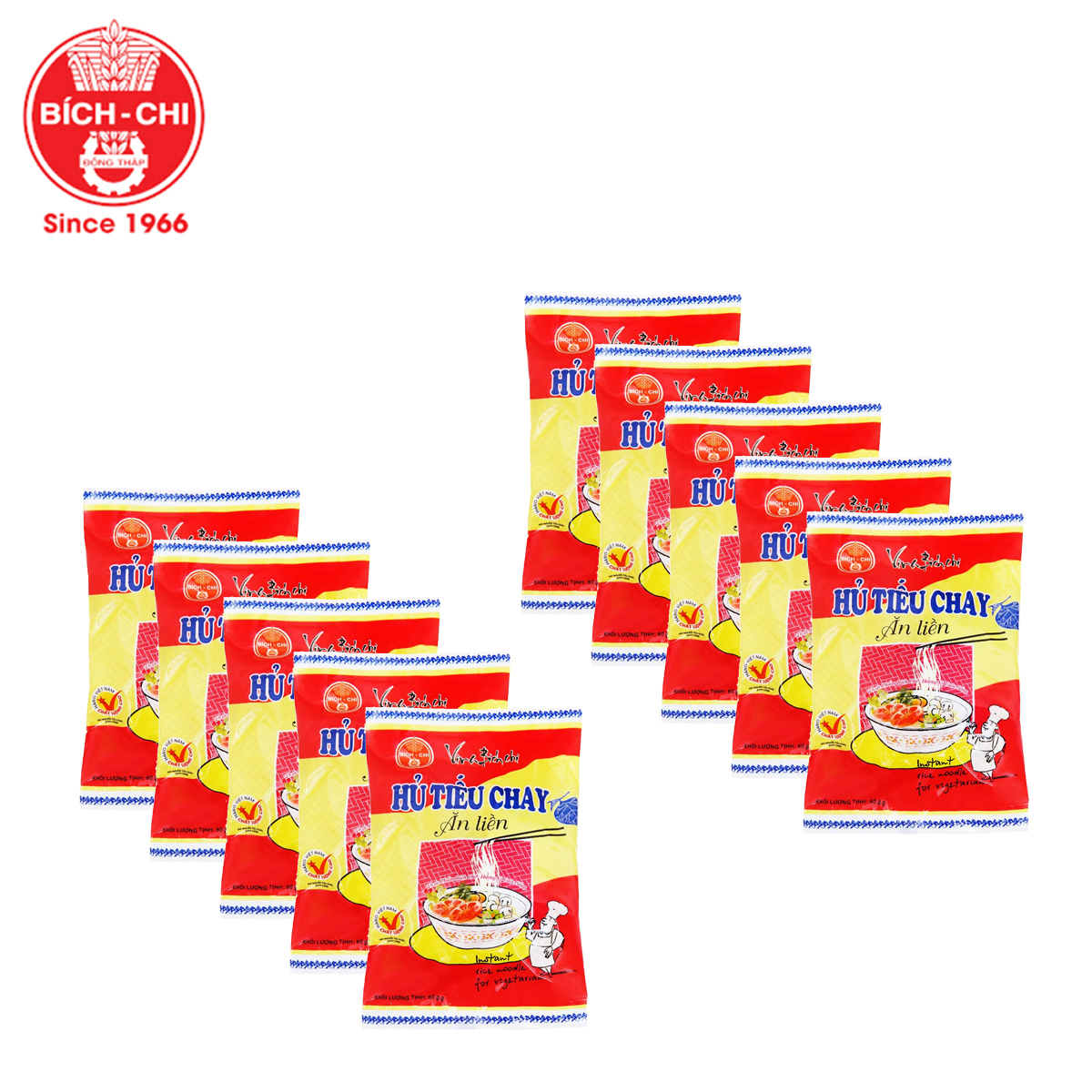 Combo 10 gói hủ tiếu chay instant rice noodle for vegetarian bích chi