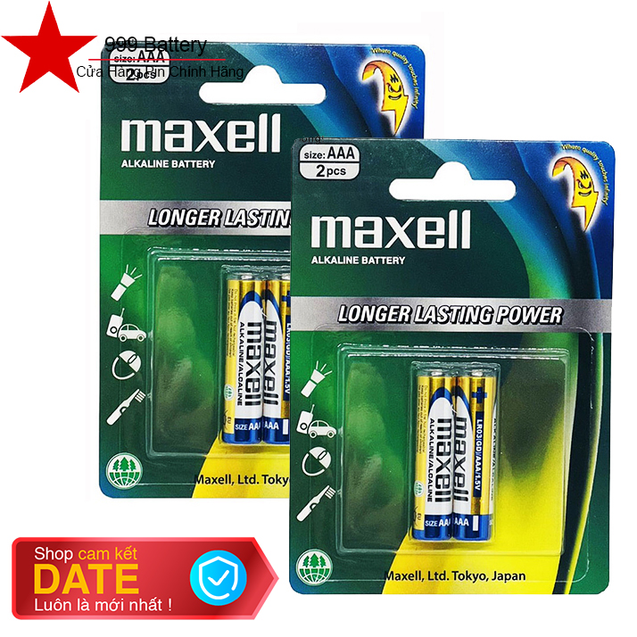 Combo 2 vỉ pin AAA Maxell Alkaline, pin đũa Maxell