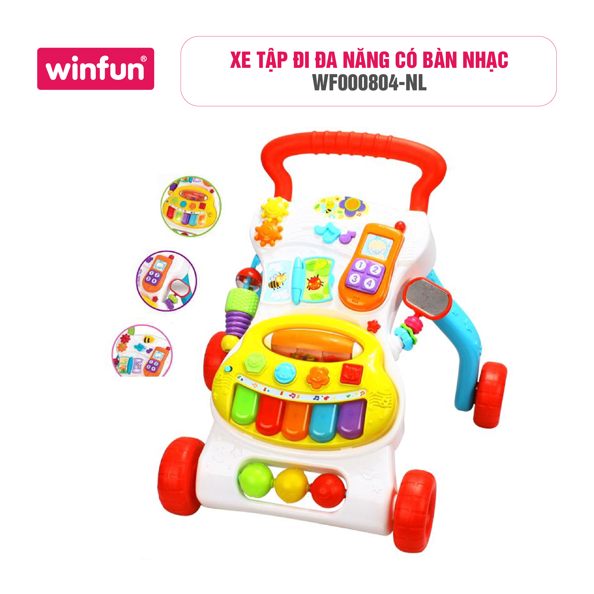 Xe tập đi trẻ em đa năng có bàn nhạc Winfun WF0804 cho bé từ 6 tháng tuổi