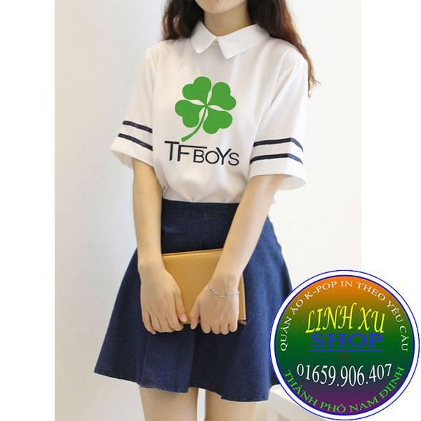 áo TFBOYS cổ bẻ in theo yêu cầu