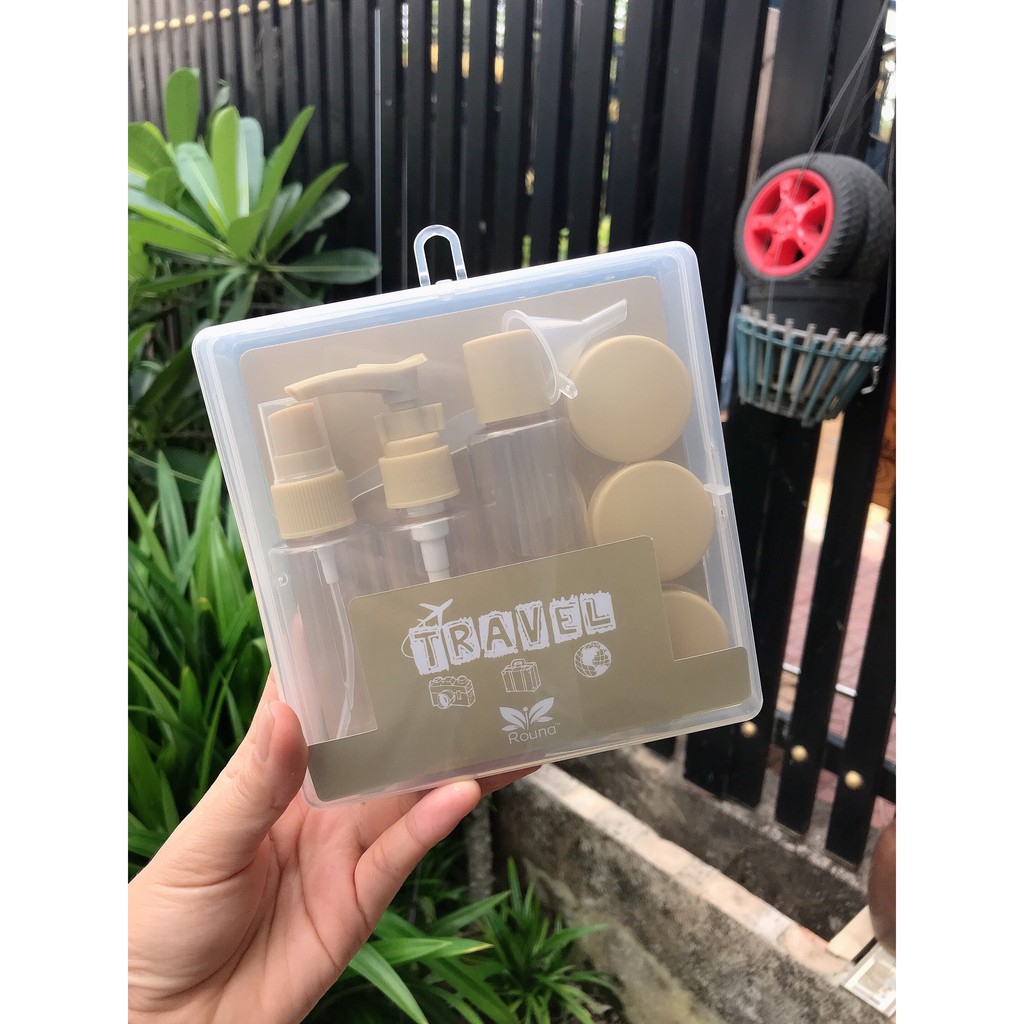 Bộ chiết mỹ phẩm TRAVEL 8 món + khay đựng