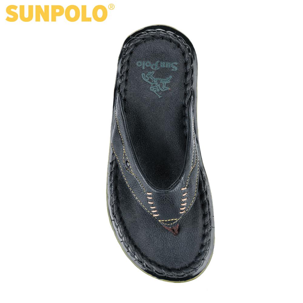 Dép Kẹp Nam Da Bò SunPoLo DRS21D (Đen)