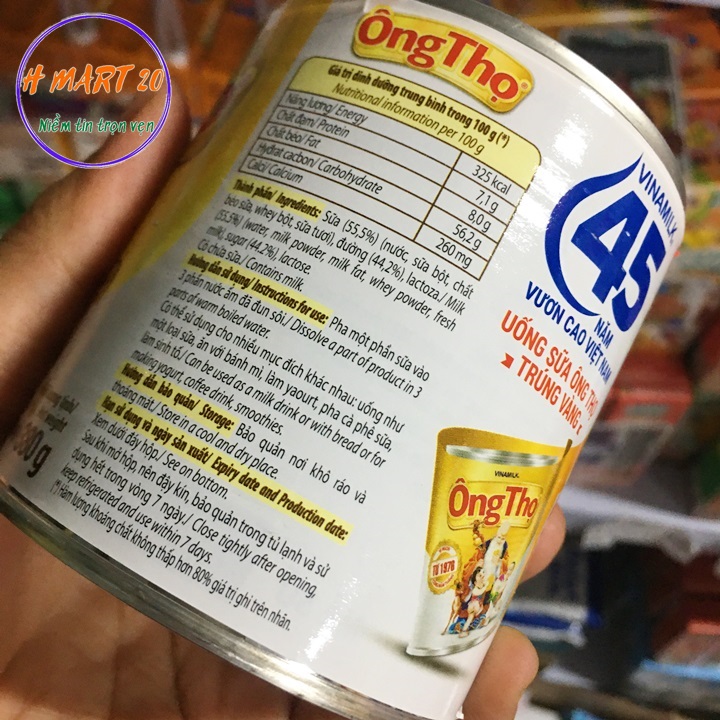 Sữa đặc ông thọ trắng 380g có nắp bật
