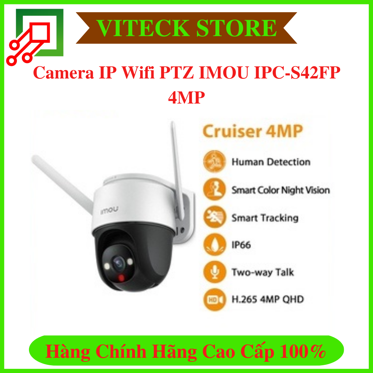 Camera ip wifi ngoài trời ptz imou ipc-s42fp 4mp 3.6mm - có màu ban đêm - còi hú báo động - đàm thoại 2 chiều - quay quét 360 - phát hiện chuyển động - chính hãng 100% - bh 2 năm