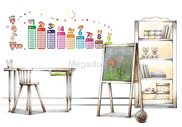 Decal tranh dán tường bảng cửu chương cho bé