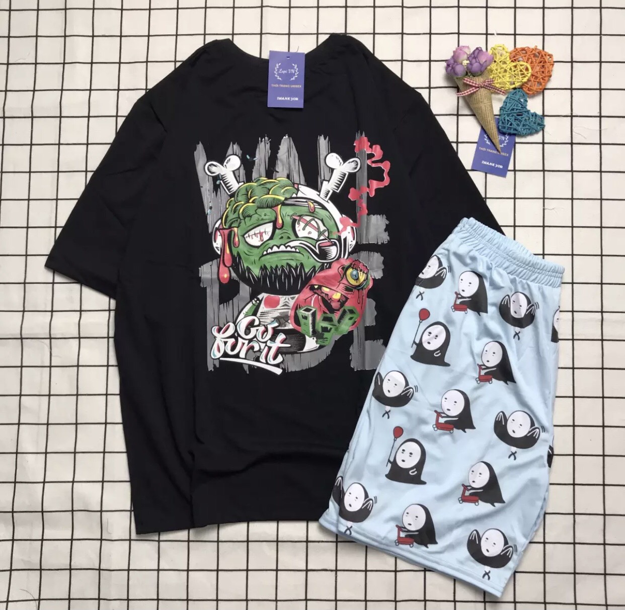 Đồ Bộ Unisex The Zed Mặt Quỷ Siêu Chất - Đồ Bộ Coton Đồ Bộ Mặc Nhà Đồ Bộ Hoạt Hình Dễ Thương TTSLB0054