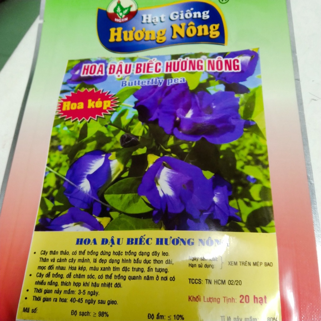 Hạt giống hoa đậu biếc hoa cánh kép - 20 hạt/gói butterfly pea