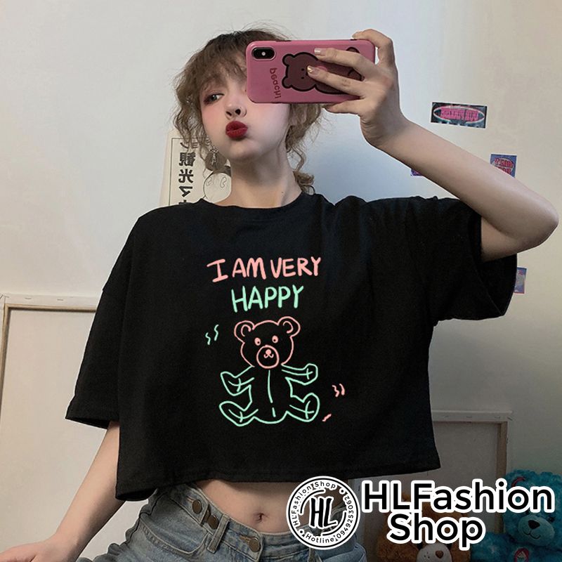 Áo baby tee Im very happy áo thun nữ HLF