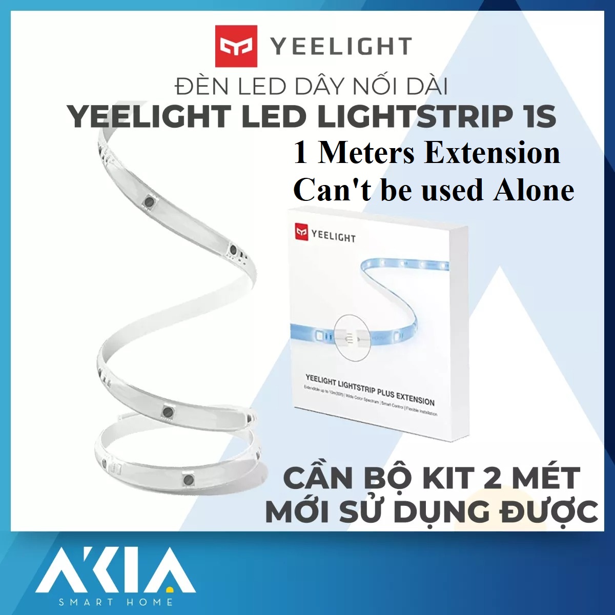 Yeelight Lightstrip 1S, WiFi RGB Strip 16 Million Colors for Mi Home App, Full Kit 2 Meter and Extension 1 Meter, Smart Phone Control, Compatible with Apple HomeKit, Google Assistant