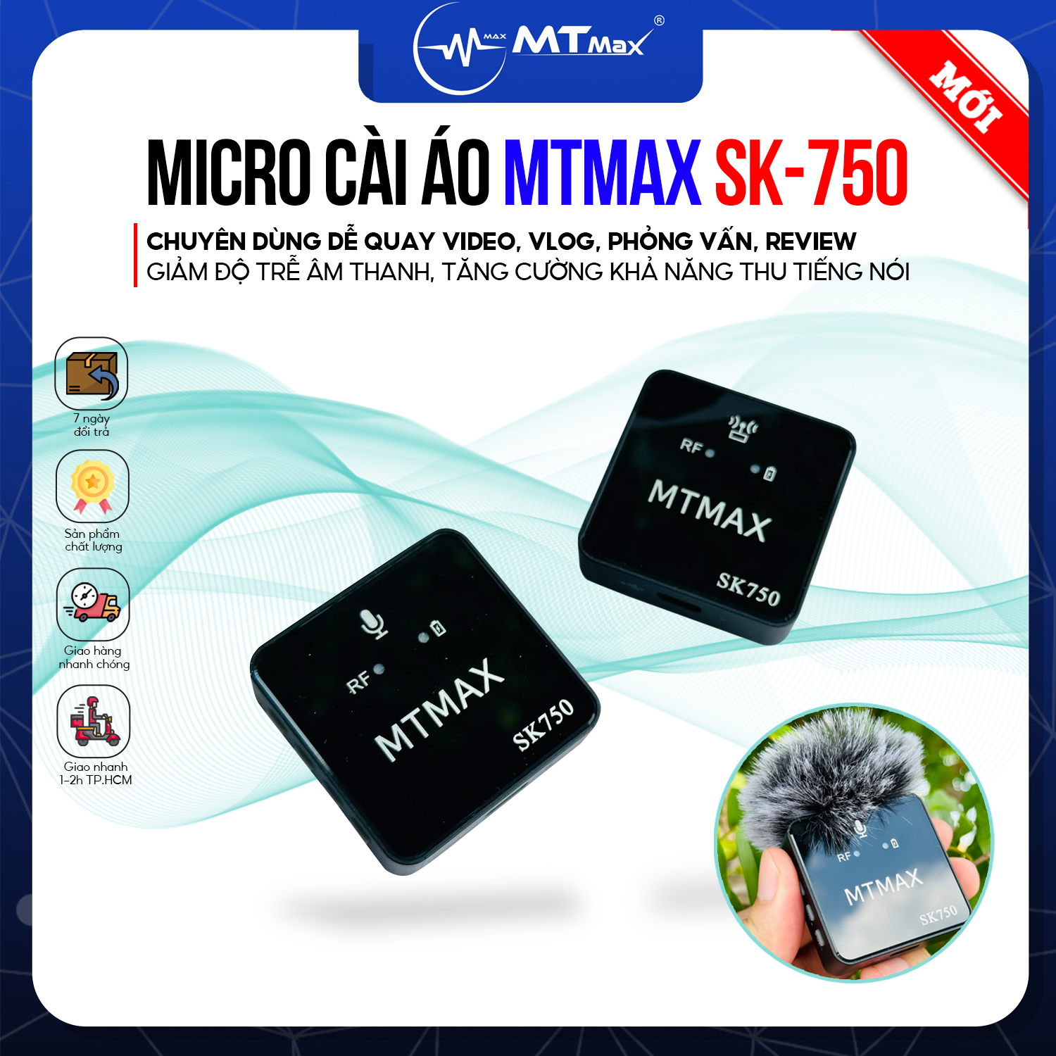 Micro cài áo wireless sk750 - mic thu âm không dây cài áo kèm 2 micro dễ dàng làm phỏng vấn, phóng sự - trang bị cổng cắm tai nghe kiểm âm, cổng lấy nhạc, cổng cắm micro ngoài - micro dành cho điện thoại, máy ảnh, máy quay, dslr