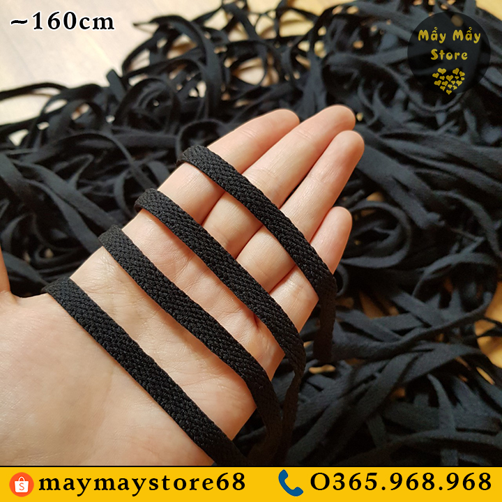 Dây Giày Dẹt Màu Đen Dài 160cm (cho giày cổ cao có 8-10 lỗ xâu)