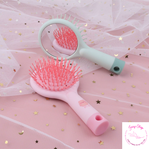 [Tặng Thun Cột Tóc] Gương Mini Kèm Lược Massage Cầm Tay Nhiều Mẫu Mã Đa Dạng (Màu Pastel) giá rẻ