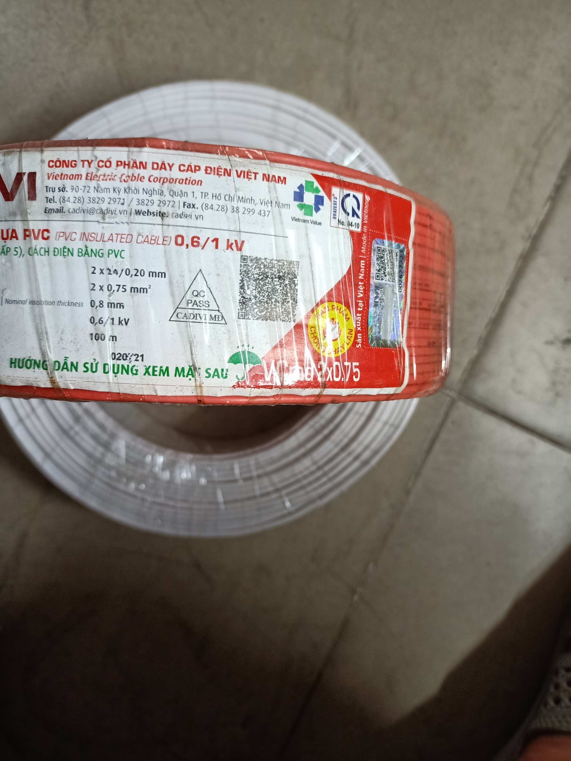 DÂY ĐIỆN ĐÔI CADIVI 2 x 24