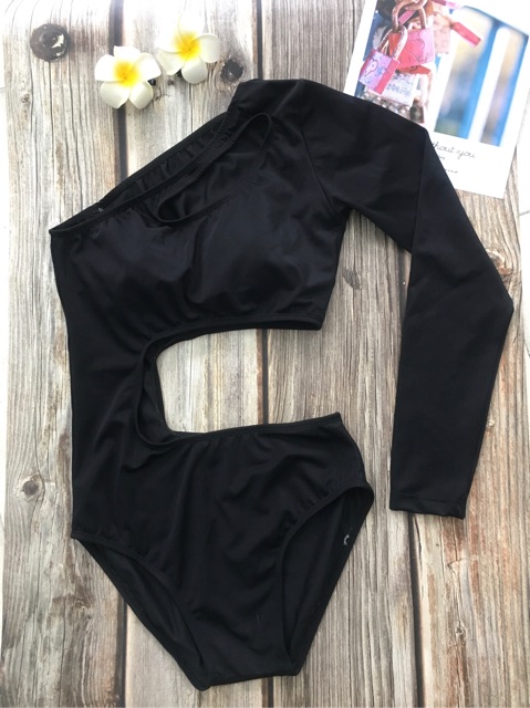 Đồ bơi bikini 1 mảnh tay dài cắt xẻ eo