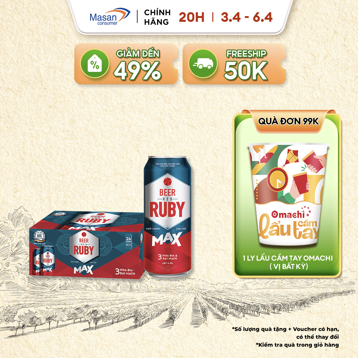Bia Red Ruby Max - Thùng 24 Lon x 330ML