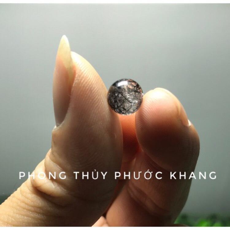 1 Hạt đá rời thạch anh tóc đen cỡ hạt 8 li