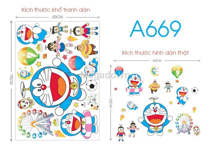 Decal tranh dán tường đôremon