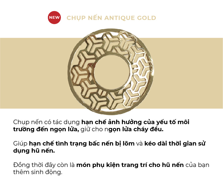 Chụp nến trang trí - Antique Gold