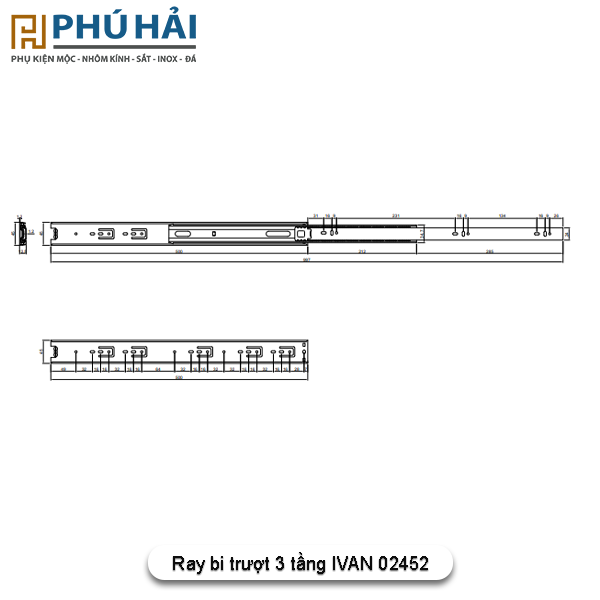 THANH RAY TRƯỢT 3 TẦNG IVAN 02452 (cặp)